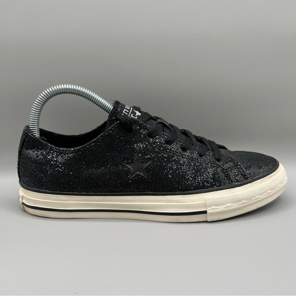 Converse One Star Ox Low Sneakers Women’s 8 Black Glitter Shimmer Shoes